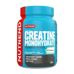 Nutrend Creatine Monohydrate (Creapure®) supplement bottle for muscle strength and energy increase.