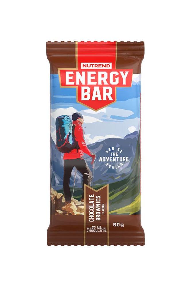 Nutrend Energy Bar with chocolate brownies flavor, designed for outdoor adventures and quick energy boosts.