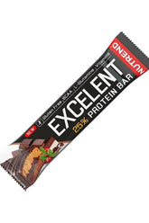 Nutrend Excelent Protein Bar Double, gluten-free snack with 25% protein, BCAAs, and vitamins, perfect for on-the-go energy.