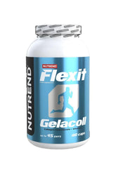 Nutrend Flexit Gelacoll supplement for joint mobility, collagen support, and vitamins in a 180-capsule bottle.
