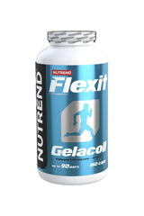 Nutrend Flexit Gelacoll supplement bottle for joint mobility and collagen support, 360 capsules.