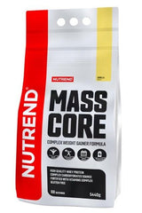 Nutrend Mass Core weight gainer, high quality whey protein, gluten-free, complex carbohydrates, 5440g packaging.