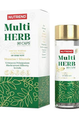 Nutrend Multi Herb 90 caps, a dietary supplement with herbs, vitamins, and minerals for immune support.