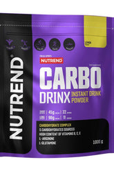 Nutrend CARBODRINX 1000g lemon flavor, instant drink powder for energy during workouts and recovery.