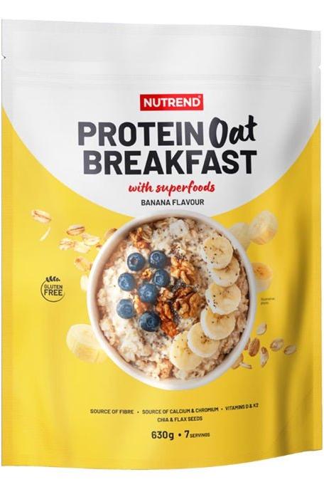 Nutrend Protein Oat Breakfast banana flavour package with superfoods, gluten-free, high-quality whey protein.