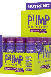 Nutrend Pump Pre-Workout Shot in Blackberry & Lime, 20 x 60 ml, sugar-free energy supplement.