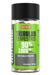 Nutrend Tribulus Terrestris bottle with 60 capsules, 1000mg extract, 90% saponins for hormonal support.