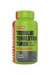 Nutrend Tribulus Terrestris Turbo bottle featuring 120 capsules for muscle support and enhanced libido.
