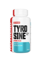 Nutrend Tyrosine supplement, 120 capsules, 500 mg amino acid, supports biological production and physical activity.