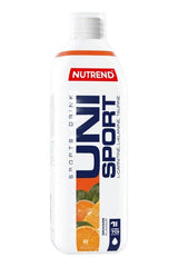 Nutrend Unisport sports drink bottle in orange flavor, concentrated for hydration, suitable for athletes.