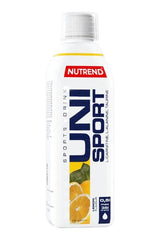 Nutrend Unisport sports drink bottle, mineralized hypotonics for hydration, flavor options available.