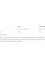 Nutritional information for Nutrend Vitamin C with Rose Hips supplement, including ingredients and dosage details.