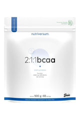 Nutriversum 2:1:1 BCAA unflavored powder, 500g, vegan-friendly amino acids for muscle support.