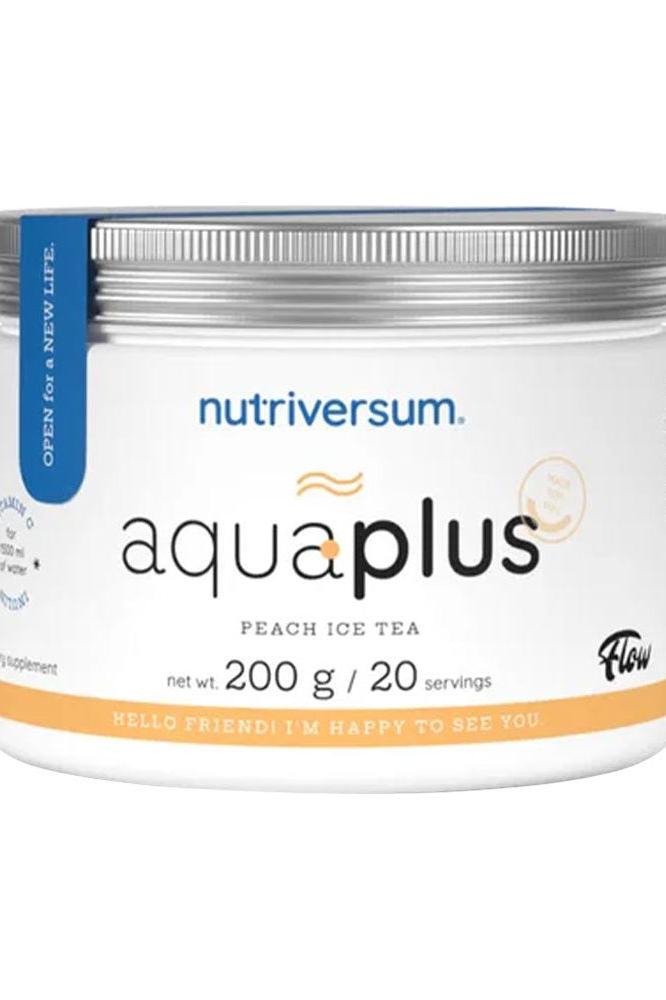 Nutriversum Aqua Plus Peach Ice Tea, 200g powder for hydration with vitamin C and inulin, 20 servings.