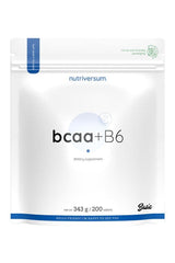 Nutriversum BCAA + B6 dietary supplement, unflavored, 200 tablets, 343g pack, natural 2:1:1 ratio.
