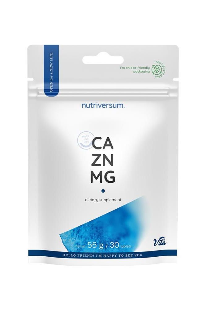 Nutriversum CA-ZN-MG dietary supplement, 30 tablets, essential minerals for health.