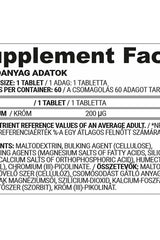 Supplement facts label for Nutriversum Chromium tablets showing ingredients and nutrition information.