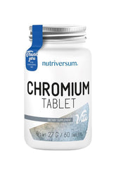 Nutriversum VITA Chromium tablets container for dietary supplements, supports healthy blood sugar levels.