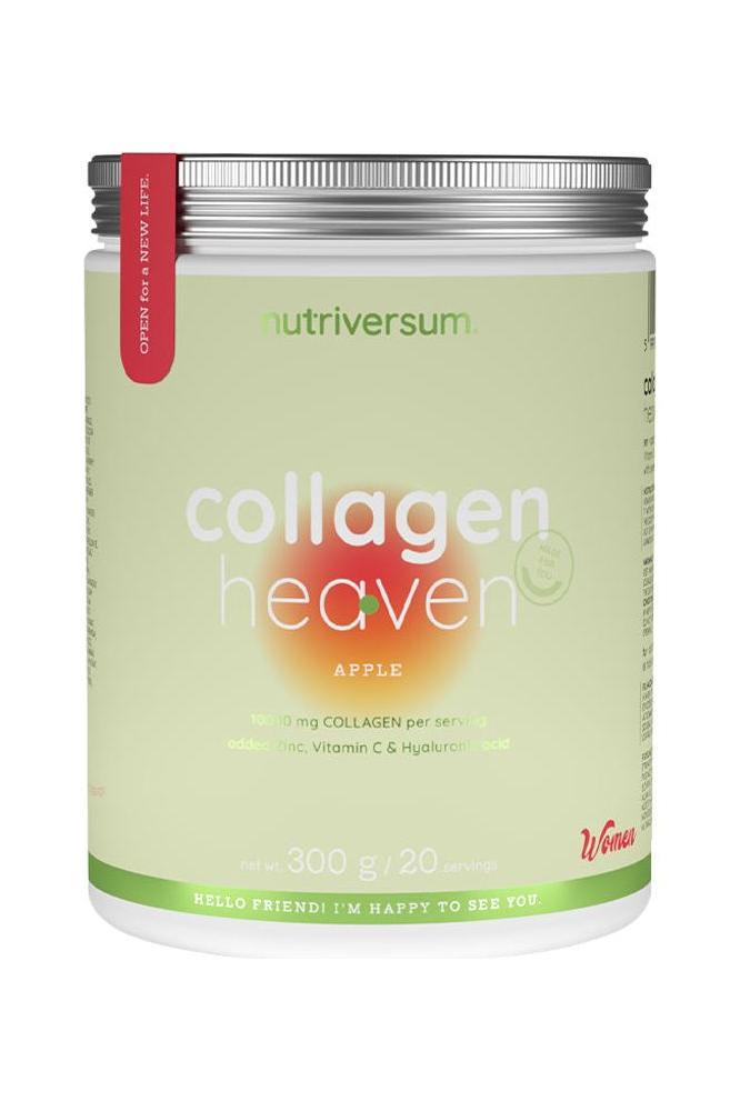Nutriversum Collagen Heaven for women, apple flavor, 300g container with active ingredients.