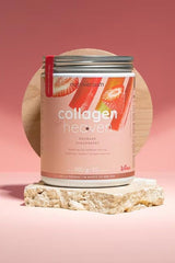 Nutriversum Collagen Heaven supplement container showcasing strawberry flavor on a stylish background.