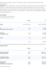 Nutriversum Creatine+ nutritional information table, ingredients, and serving details for optimal performance.