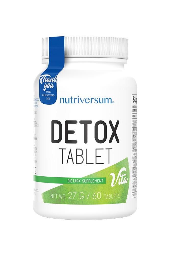 Nutriversum Detox VITA dietary supplement bottle with 60 tablets for natural detox support and antioxidant benefits.