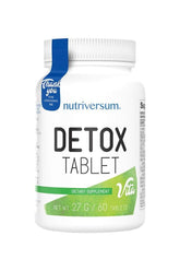 Nutriversum Detox VITA dietary supplement bottle with 60 tablets for natural detox support and antioxidant benefits.