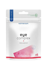 Nutriversum Eye Complex dietary supplement pack for eye health, 30 tablets, 13g, eco-friendly packaging.