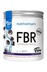 Nutriversum FBR thermogenic formula supplement in blackcurrant flavor, 300g container.