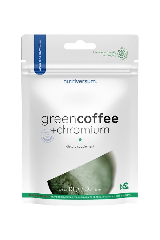 Nutriversum Green Coffee Bean + Chromium supplement packaging with eco-friendly design.