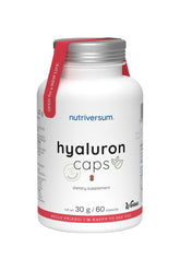 Nutriversum Hyaluron Caps bottle containing 60 vegan capsules for dietary supplementation.