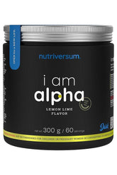 Nutriversum I Am Alpha Lemon Lime flavor supplement, 300g container with 60 servings for daily wellness.