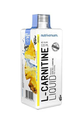 Nutriversum L-Carnitine 2500 mg liquid, 500 ml bottle, refreshing pineapple flavor for weight loss and energy.
