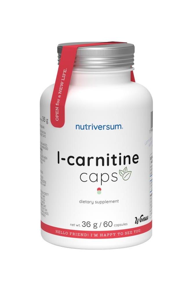 Nutriversum L-Carnitine caps dietary supplement bottle with 60 vegan capsules.