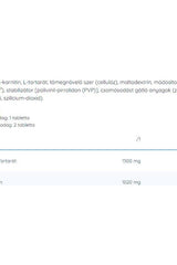 Ingredient list and nutritional content for Nutriversum L-Carnitine Tabs, highlighting L-Tartrate and other components.