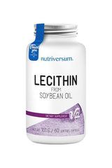 Nutriversum Lecithin dietary supplement from soybean oil, 60 softgels for liver health and cholesterol support.