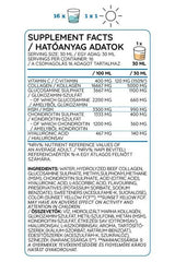 Supplement facts for Nutriversum Liquid Joint Guard showing active ingredients like collagen and hyaluronic acid.