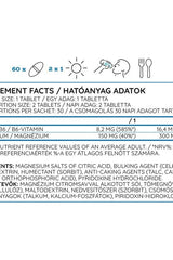 Nutriversum Mg+B6 supplement facts showing magnesium and B6 content per serving in a clear layout.