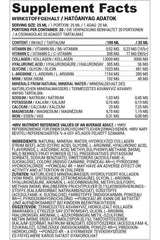 Nutriversum MSM+C Hyaluron Collagen Liquid Supplement Facts label detailing ingredients and nutritional information.
