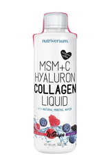 Nutriversum MSM+C Hyaluron Collagen Liquid 500ml for skin health and anti-aging benefits.