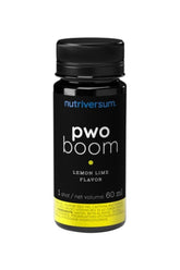 Nutriversum Pwo Boom Shot in Lemon Lime flavor, a pre-workout drink providing energy and focus for workouts.