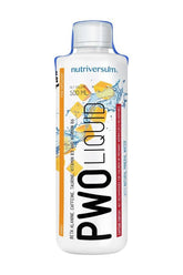 Nutriversum PWO Liquid FLOW in a 500ml bottle with refreshing flavors and lower caffeine content.
