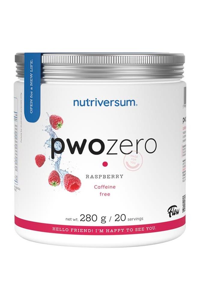 Nutriversum PWO Zero Caffeine Raspberry 280g pre-workout formula for night training, stimulant-free and effective.