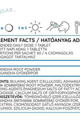 Nutriversum Vita Ashwagandha supplement facts label detailing daily dosage and ingredients.