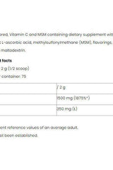 Nutriversum Vita C+MSM nutritional facts including serving size and key ingredients.