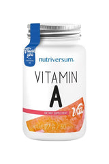 Nutriversum Vitamin A dietary supplement jar with label, 60 tablets for eye health.