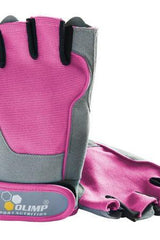 Olimp Accessories Fitness One women's gloves in pink, featuring flexible material and a comfortable fit for optimal grip.