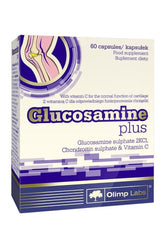 Olimp Labs Glucosamine Plus 60 Capsules box for joint health and flexibility, with vitamin C and chondroitin.