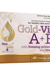 Olimp Labs Gold-Vit A + E capsules packaging showcasing innovative formula for healthy skin and hair.