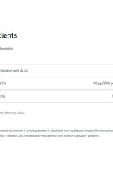 Ingredient list for Olimp Labs Gold-Vit D3+K2, highlighting vitamins D3 and K2 benefits.